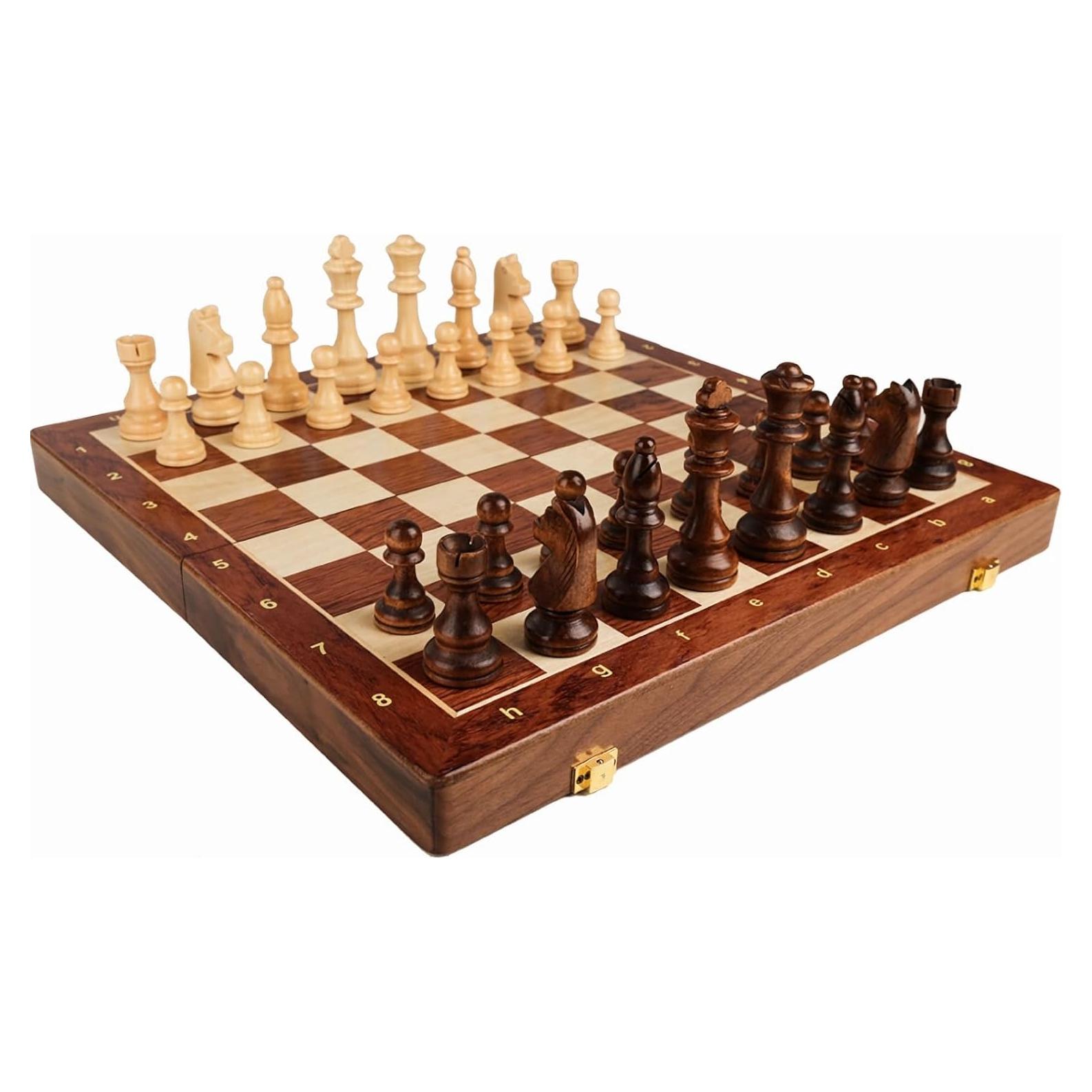 Juego de Ajedrez de Madera de Nogal LuckWish 38.1 cm Plegable