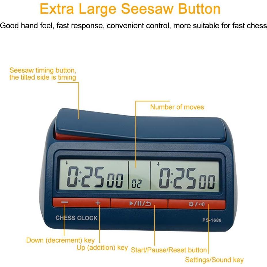 Reloj de Ajedrez Digital RVXlRDN Azul Portátil 42 Reglas