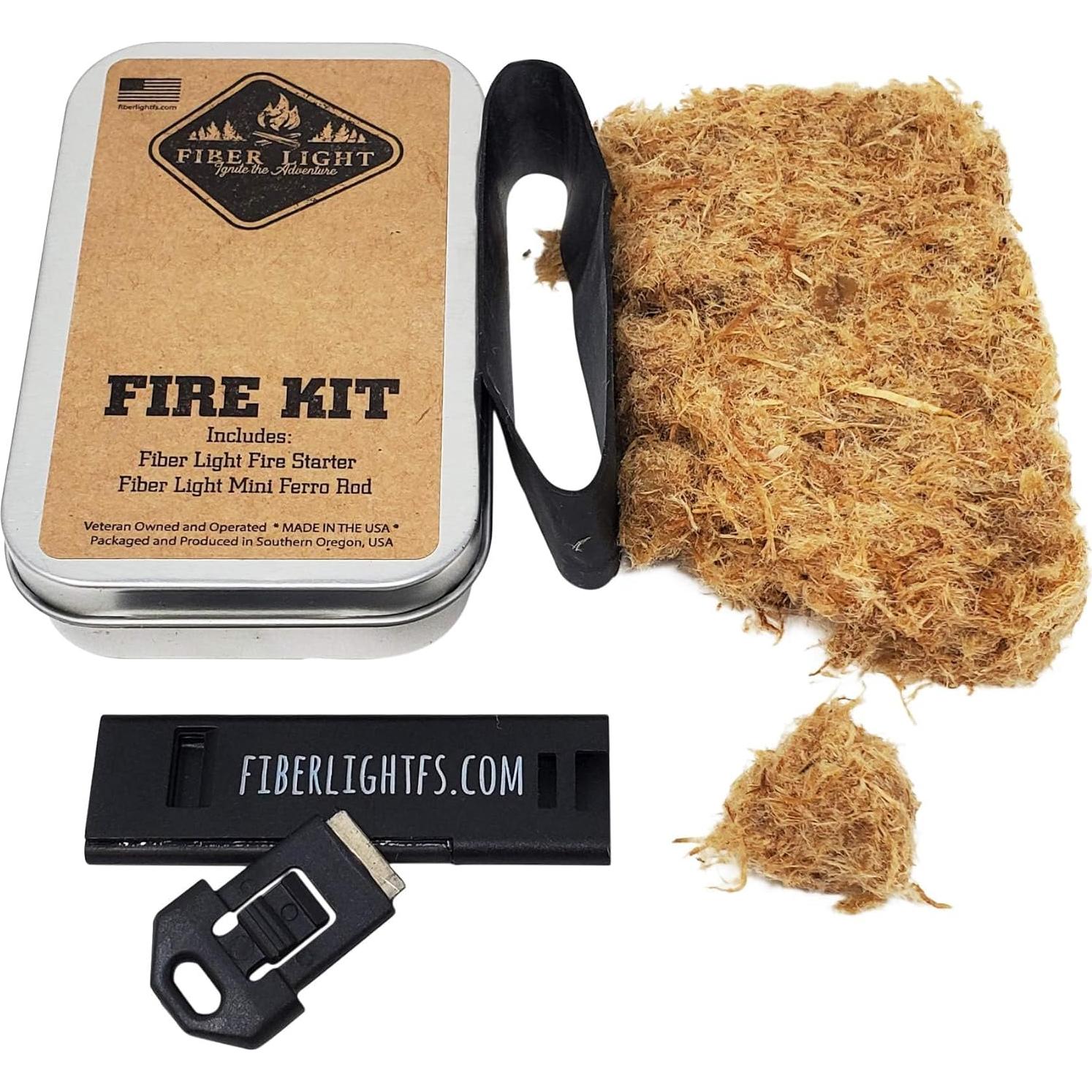 Kit de Fuego Fiber Light Mini - Iniciador de Madera y Varilla Ferro