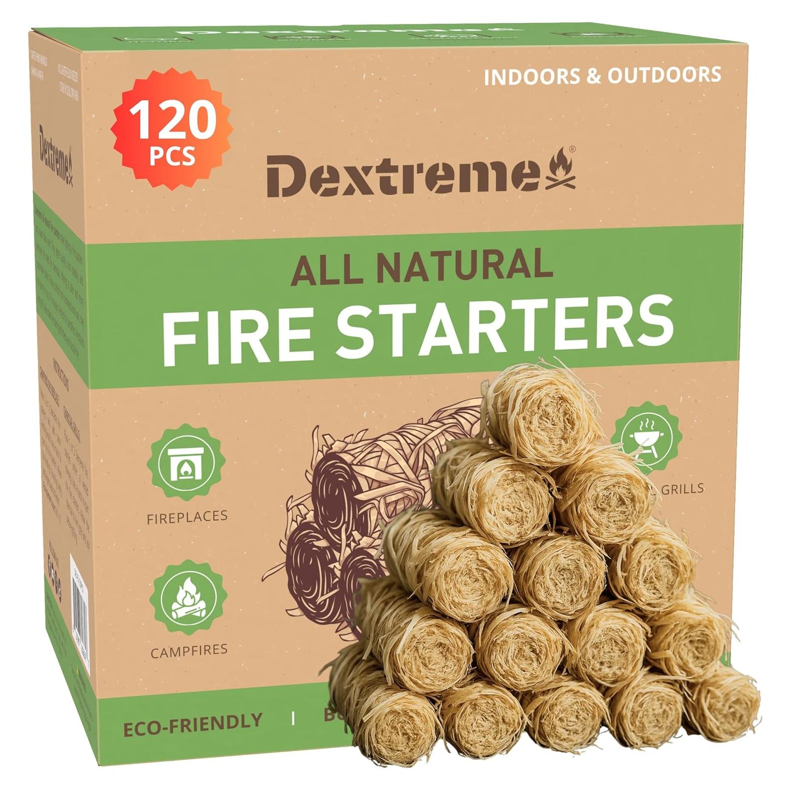 Encendedores Naturales Dextreme 120 PCS para Fuego y BBQ