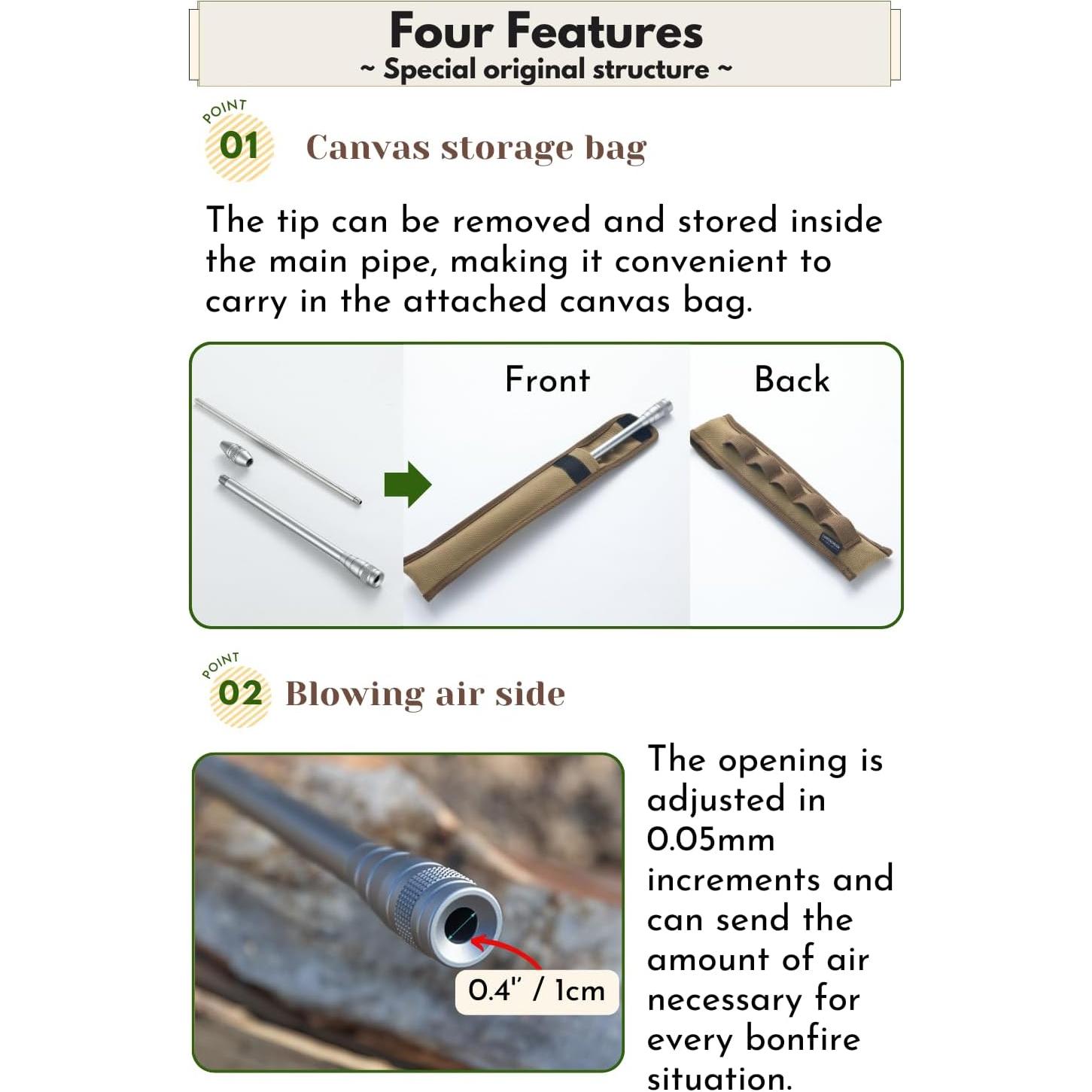 Palo de Soplado de Fuego Campingmoon MS-43 0.28kg