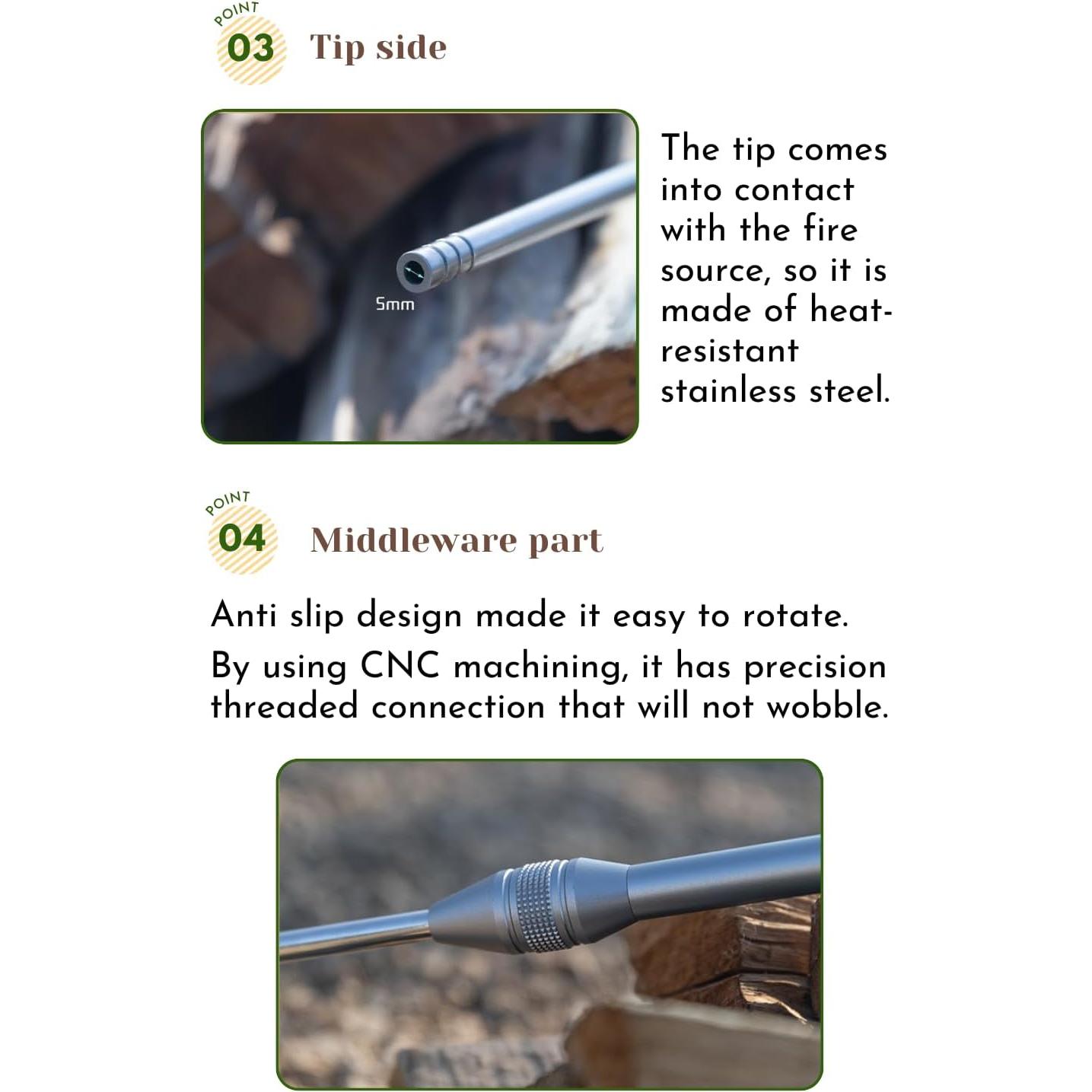 Palo de Soplado de Fuego Campingmoon MS-43 0.28kg