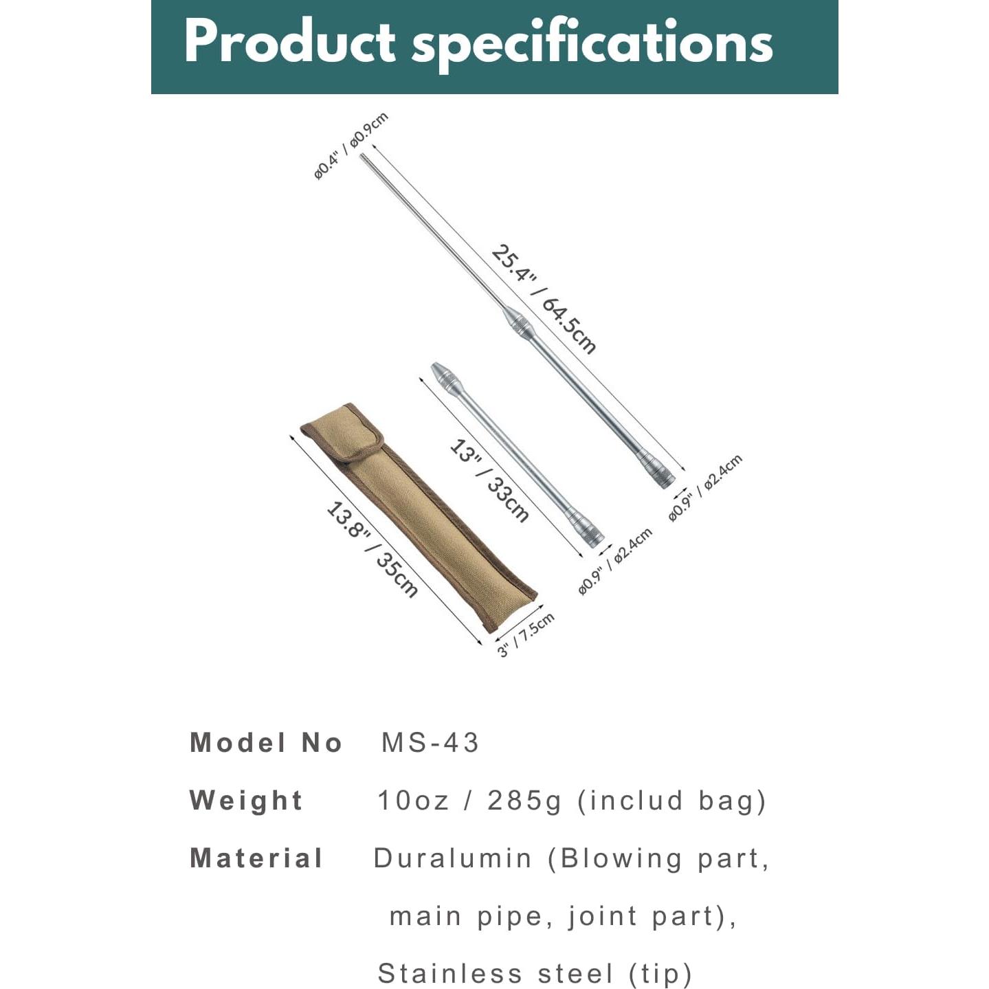 Palo de Soplado de Fuego Campingmoon MS-43 0.28kg