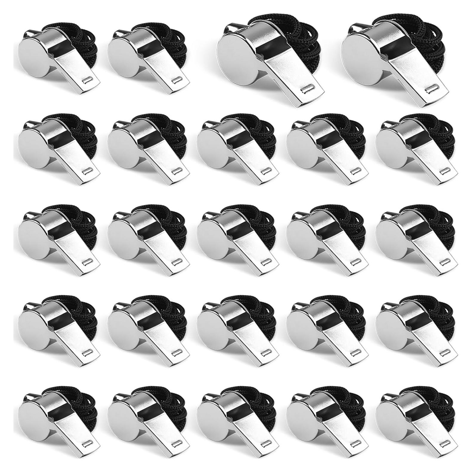 Paquete de 24 Silbatos de Acero Inoxidable Hipat - Sonido Fuerte