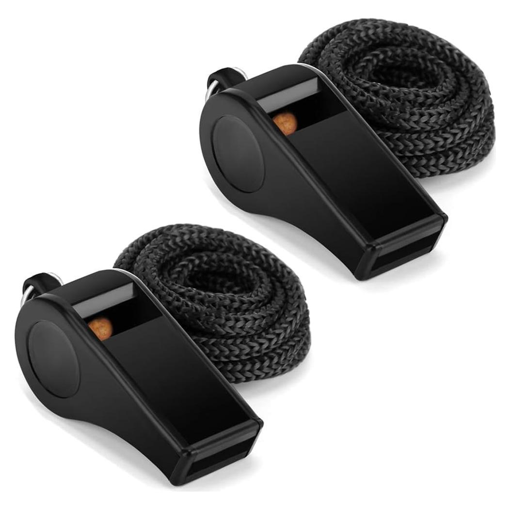 Silbato Fya Sports Negro con Cordón - 120dB, 2 Unidades