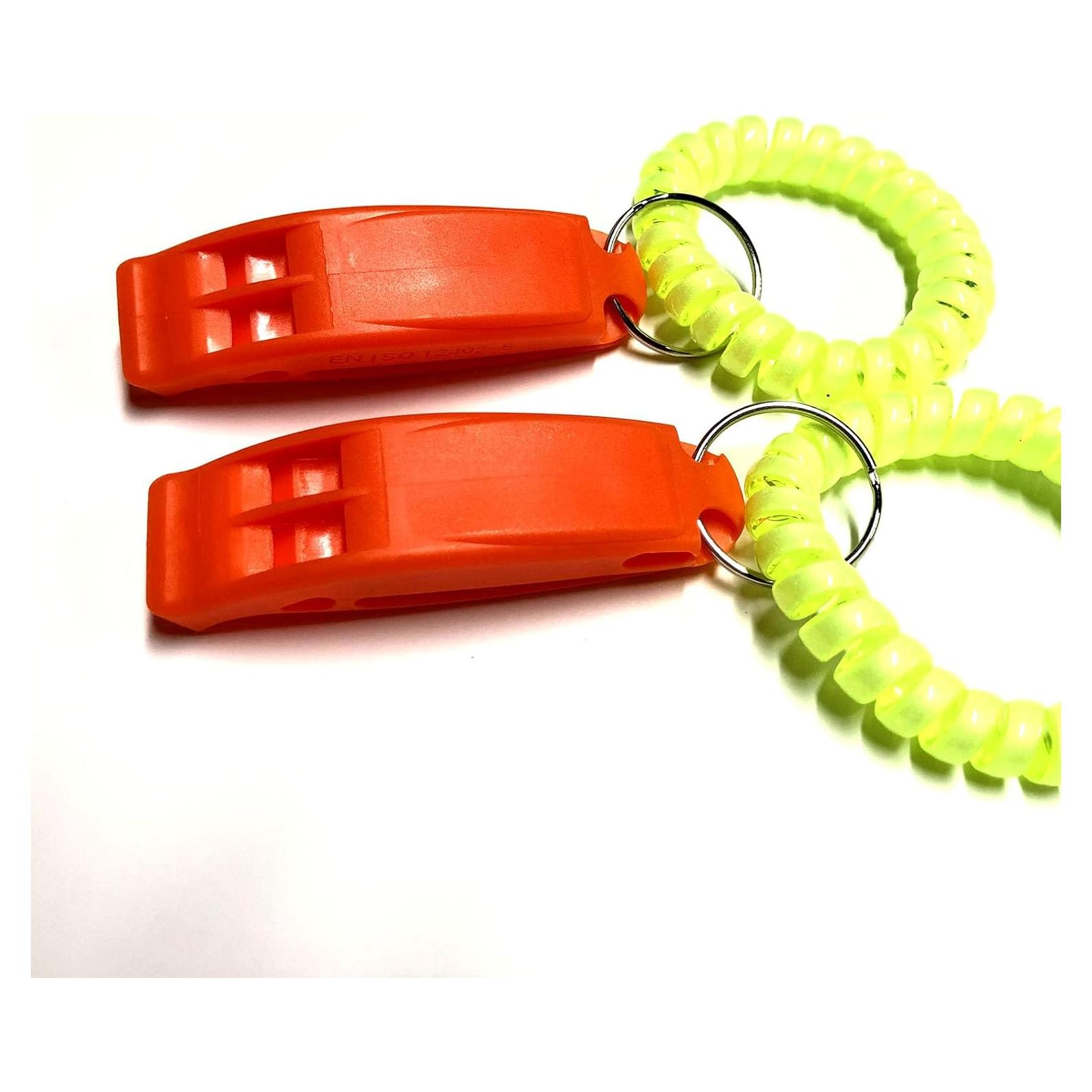 Silbato de Emergencia Doble Tubo 2LL4HM Naranja 2 Paquetes