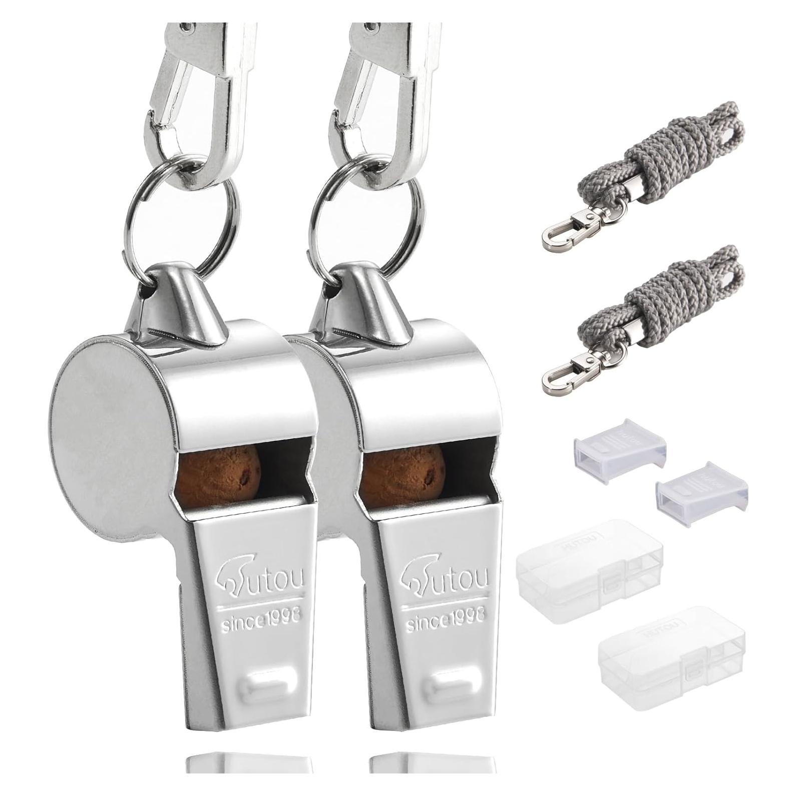 Silbato de Acero Inoxidable HUTOU L4820SP - 2 Paquetes con Cordón