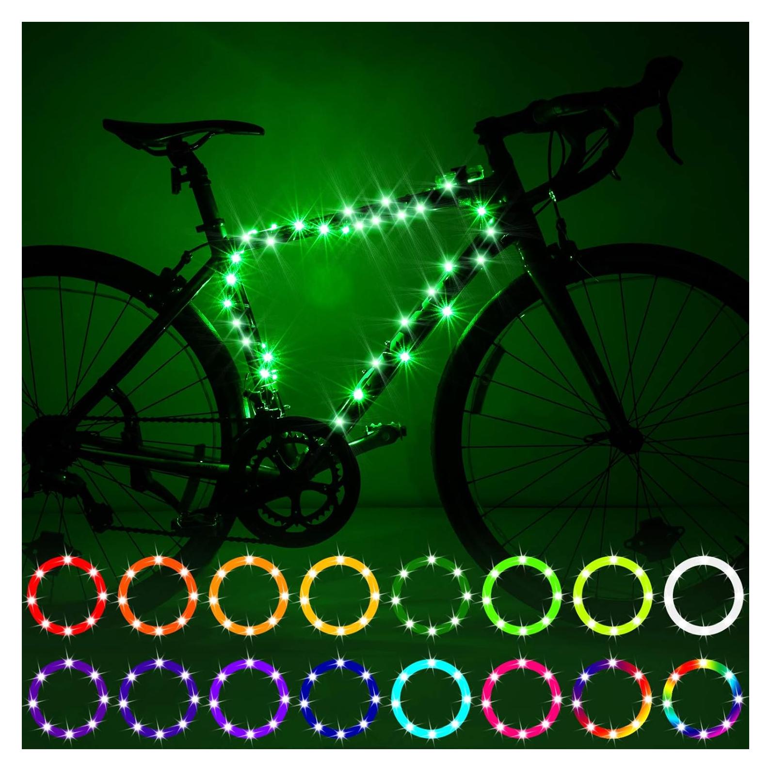 Luces LED para marco de bicicleta Waybelive, 16 colores, impermeable