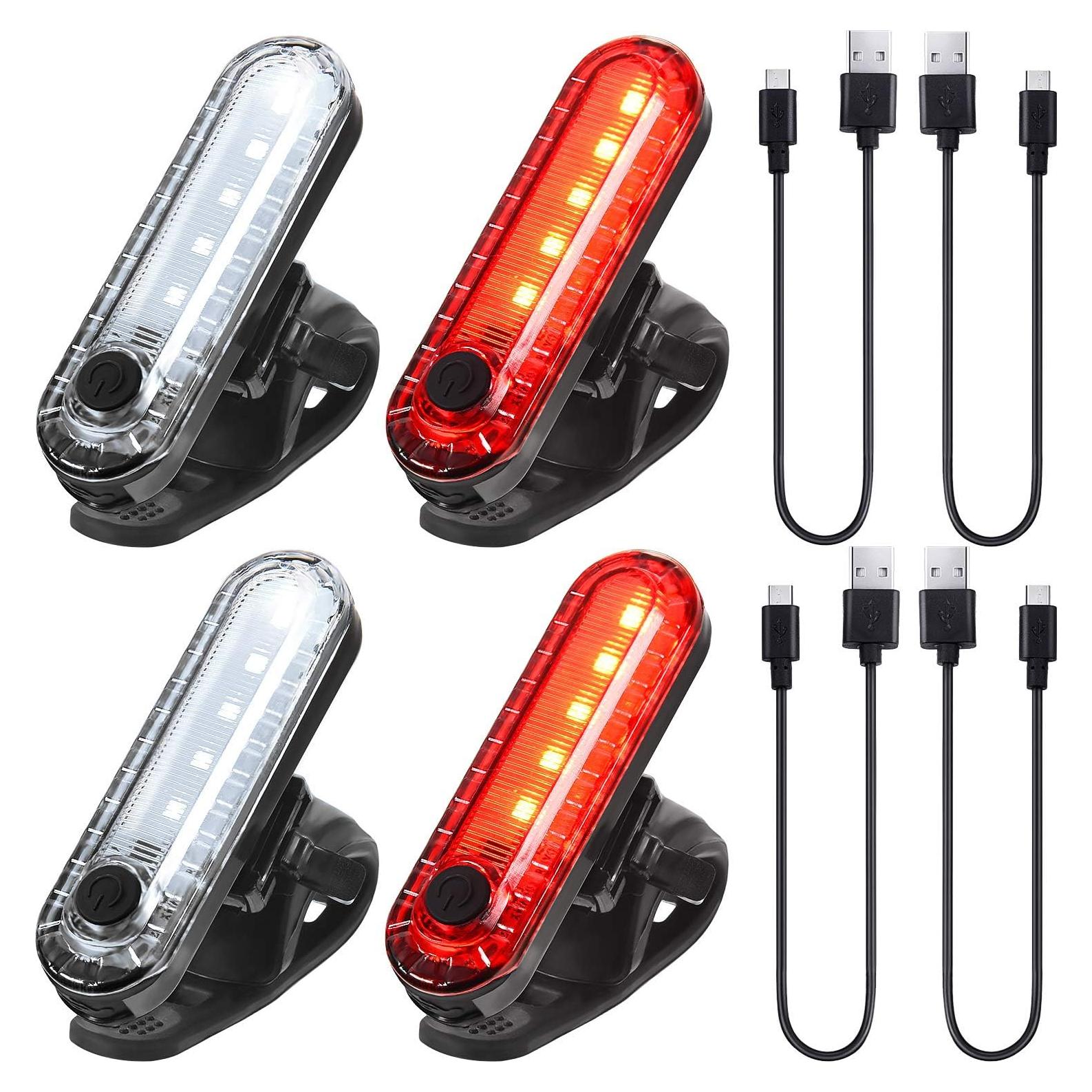 4 Luces LED Recargables USB para Bicicleta Boao Impermeables