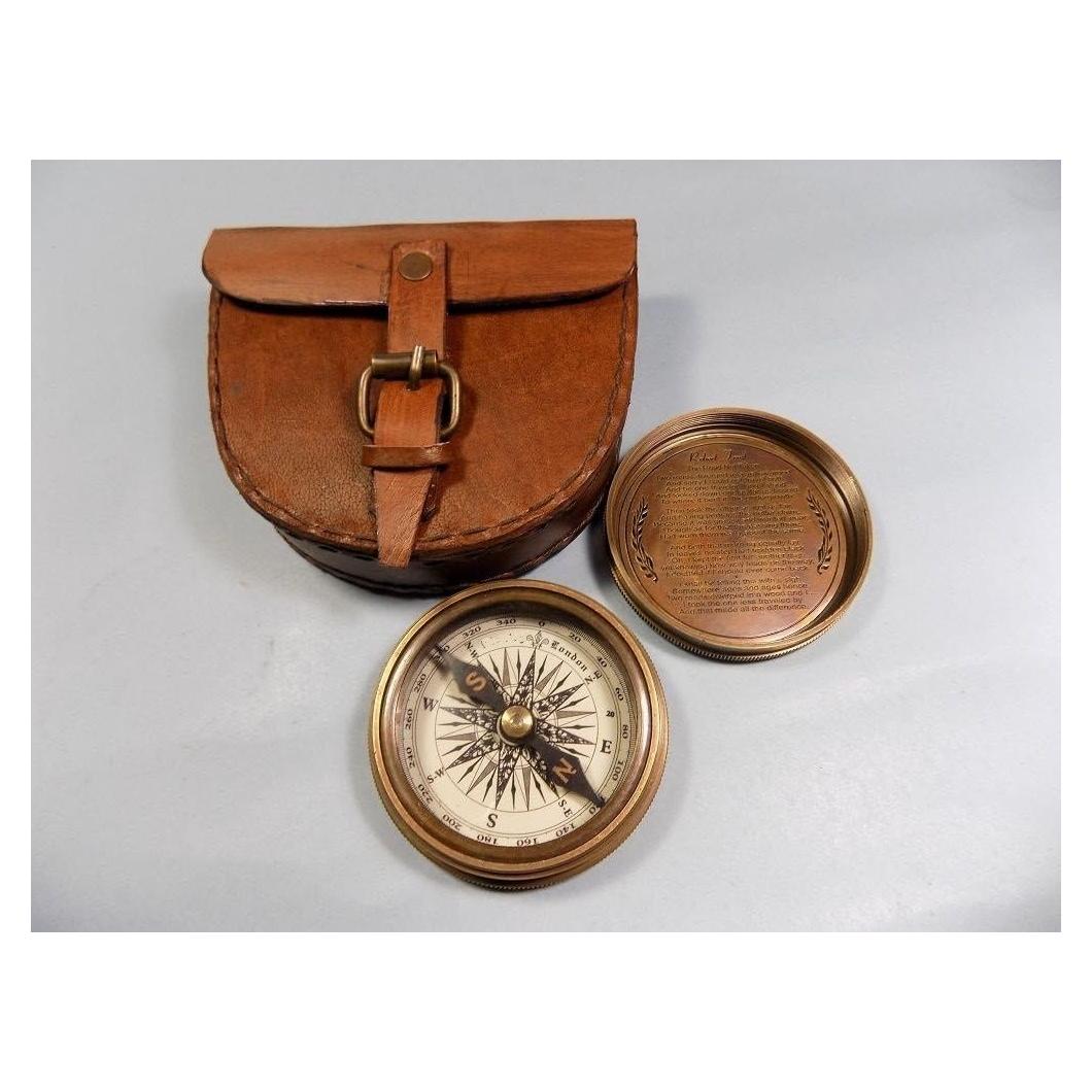 Brújula de bolsillo THOR INSTRUMENTS de latón vintage 6.35 cm