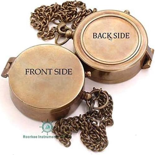 Brújula de Latón Antiguo Roorkee con Caja de Madera Rosa