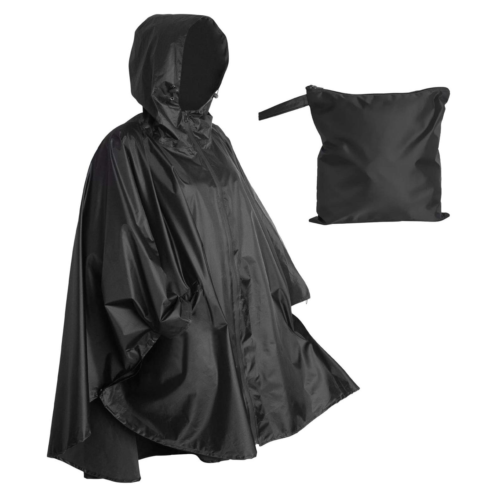 Poncho de Lluvia Impermeable Lingito para Adultos - Negro