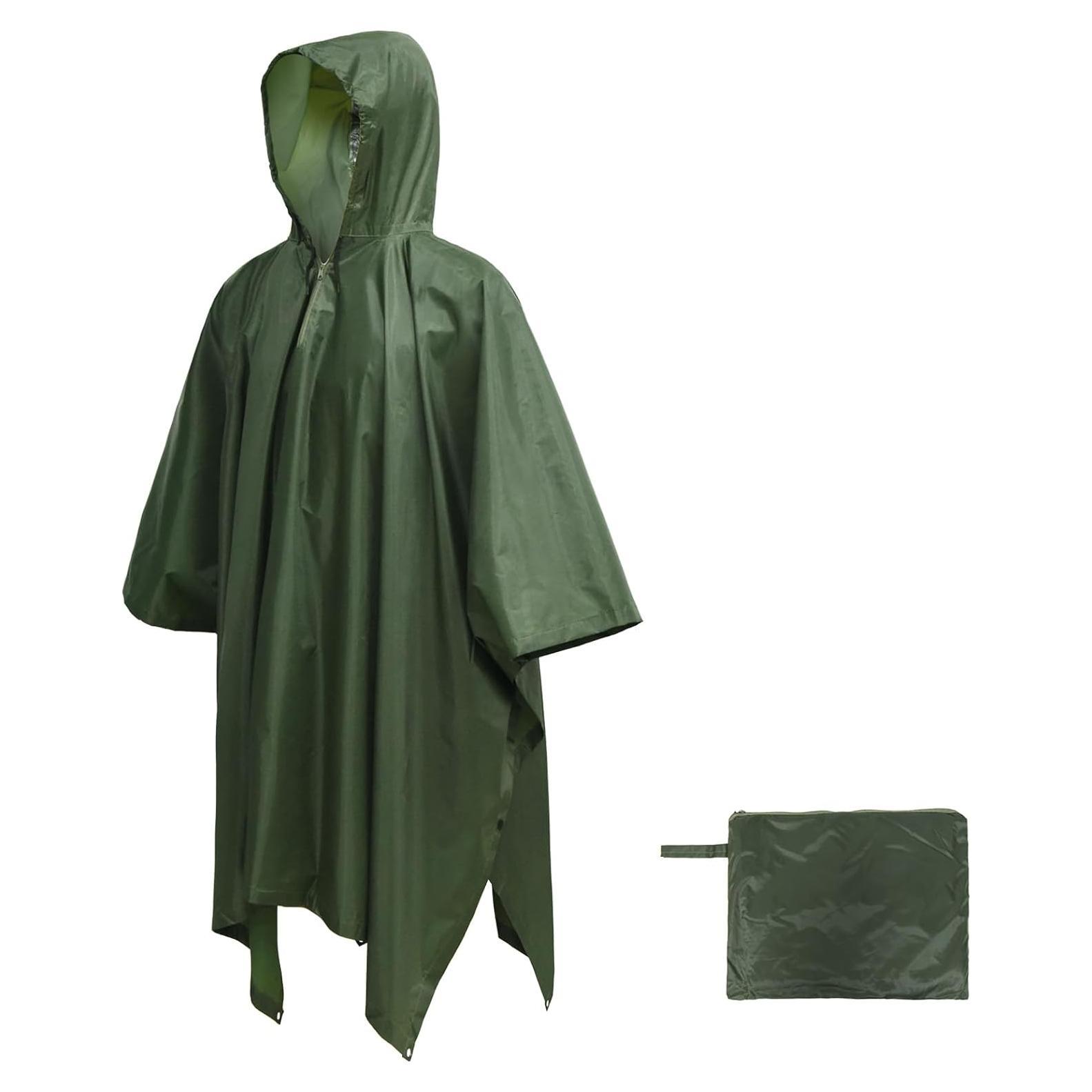 Poncho de Lluvia Impermeable LOOGU Verde Talla Única Multiusos