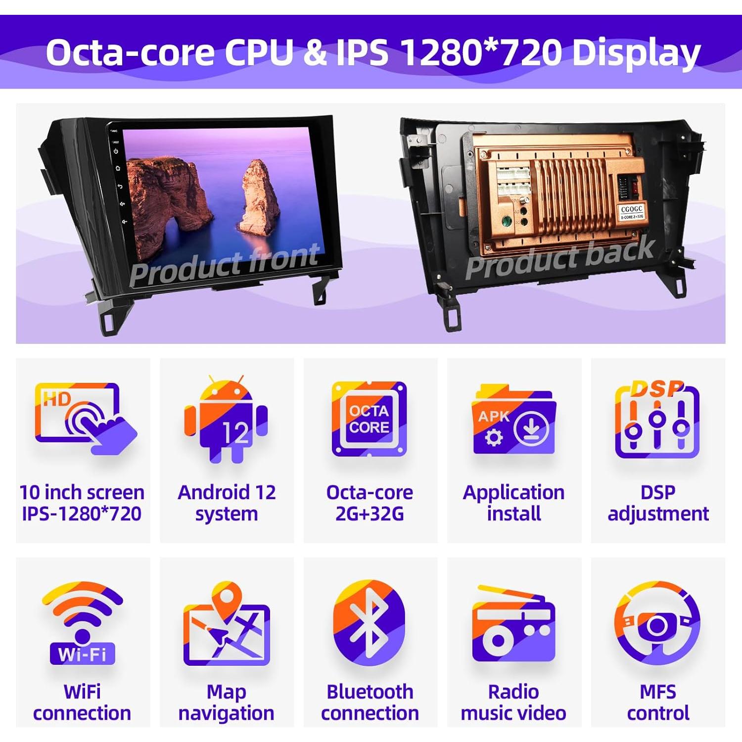 Radio de Coche Android 10" CGOGC con Carplay y GPS para Nissan