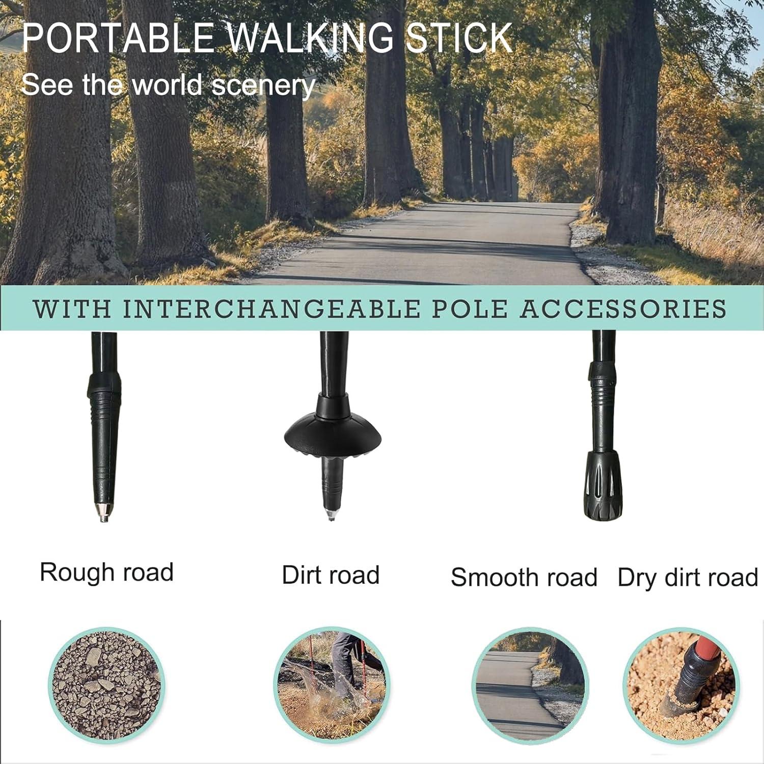 Bastón Plegable Ajustable Genérico para Senderismo Negro