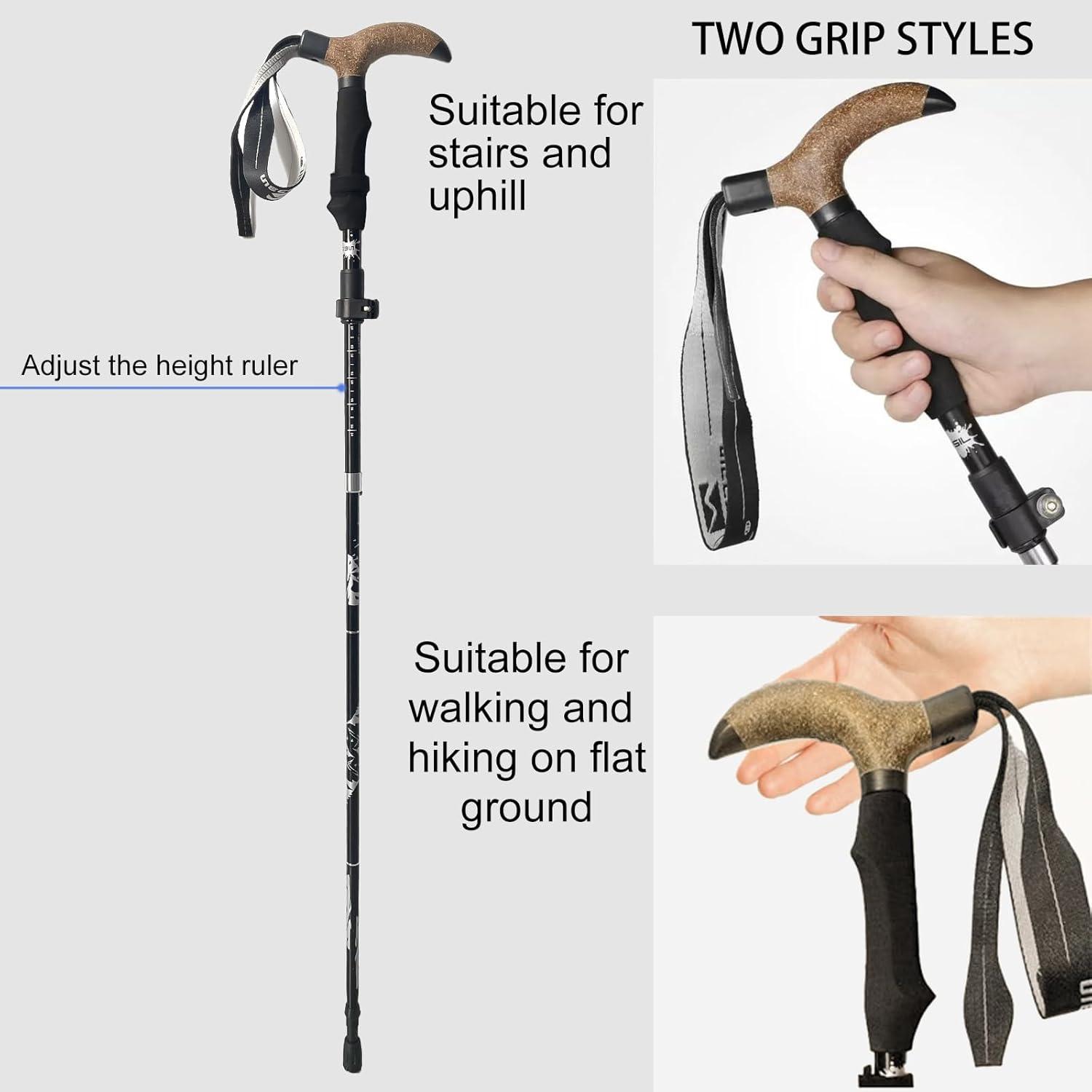 Bastón Plegable Ajustable Genérico para Senderismo Negro