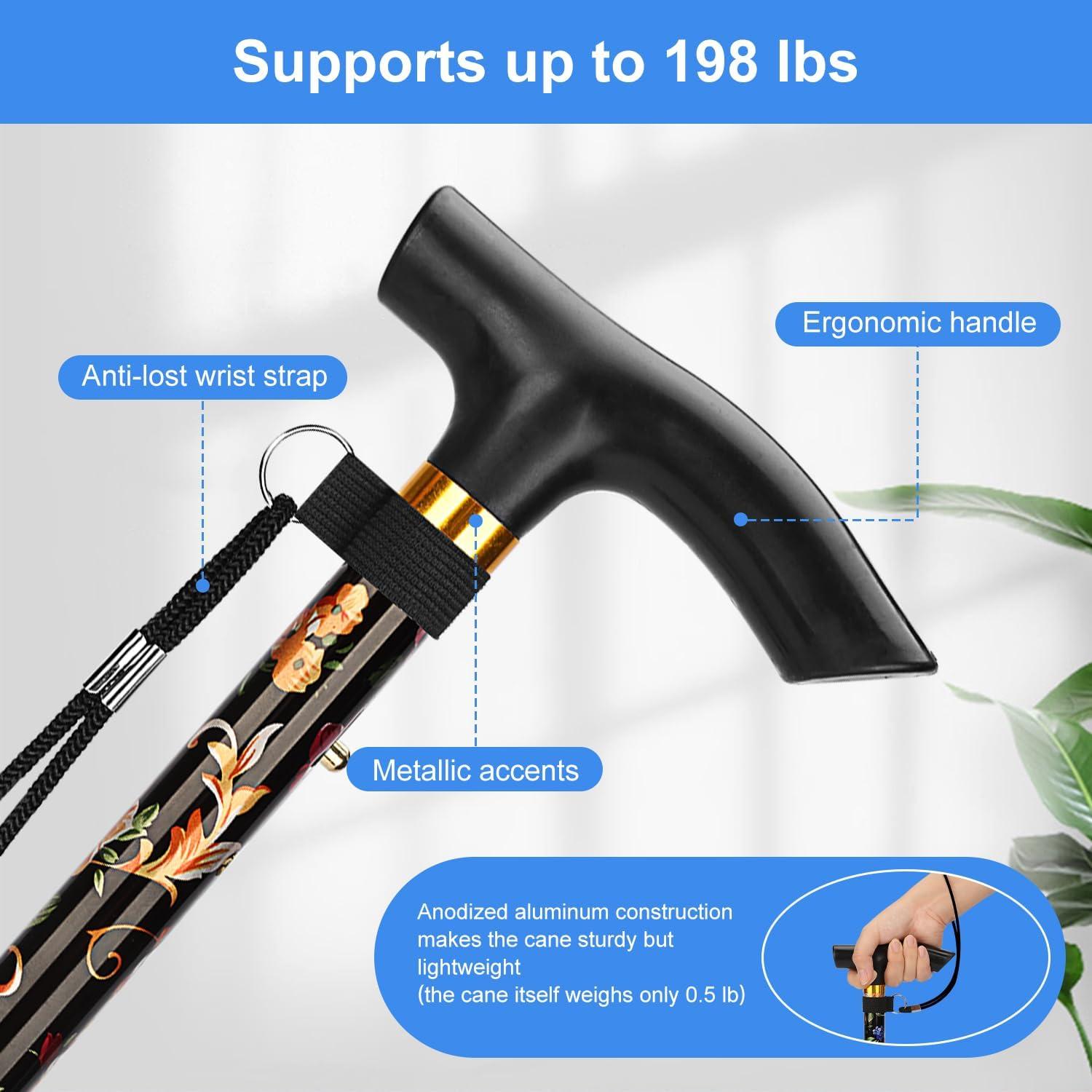 Bastón Plegable Supregear Ajustable 83.8-94 cm Antideslizante