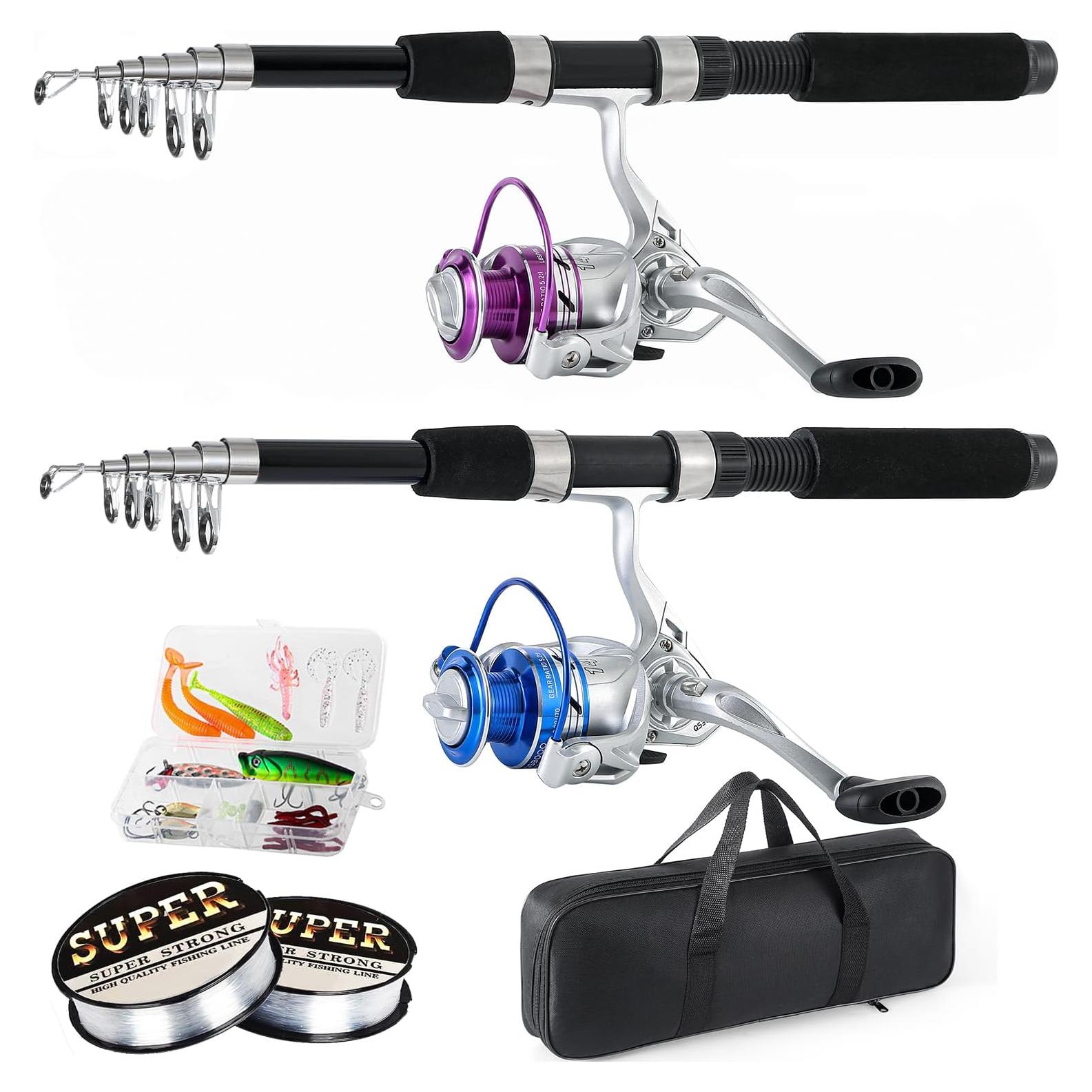 Combo de caña de pescar Tripquips 2.1m fibra de carbono