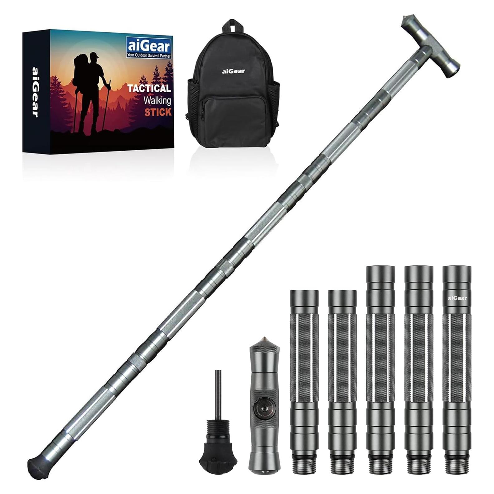 Bastón Táctico aiGear PPWS002 Ajustable con Herramientas 110cm