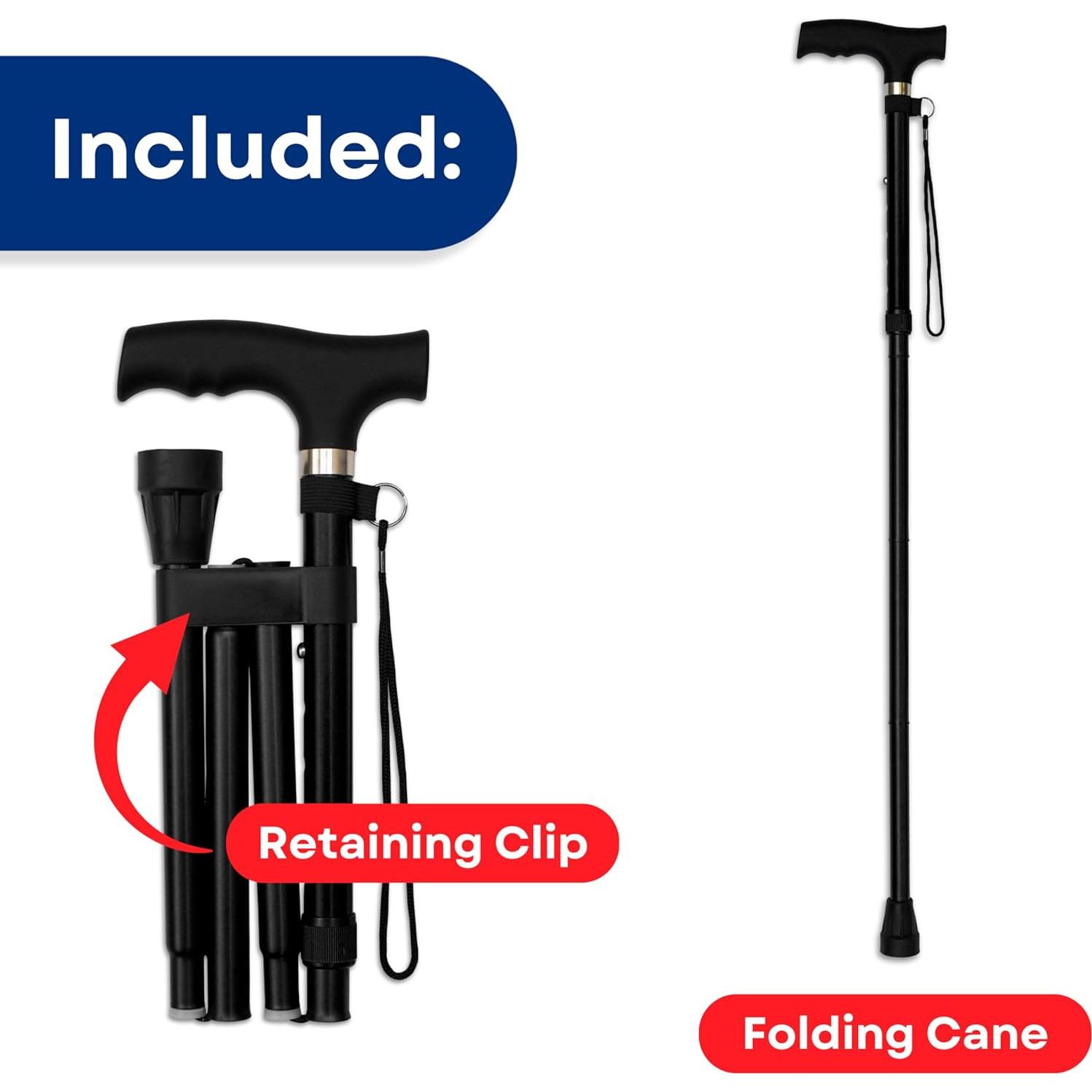 Bastón Plegable RMS Ajustable 86-97 cm Aluminio Negro