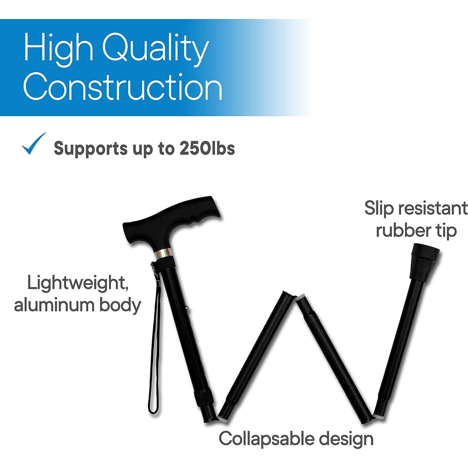 Bastón Plegable RMS Ajustable 86-97 cm Aluminio Negro