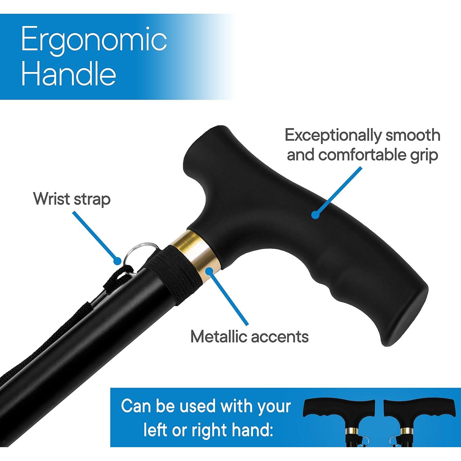 Bastón Plegable RMS Ajustable 86-97 cm Aluminio Negro