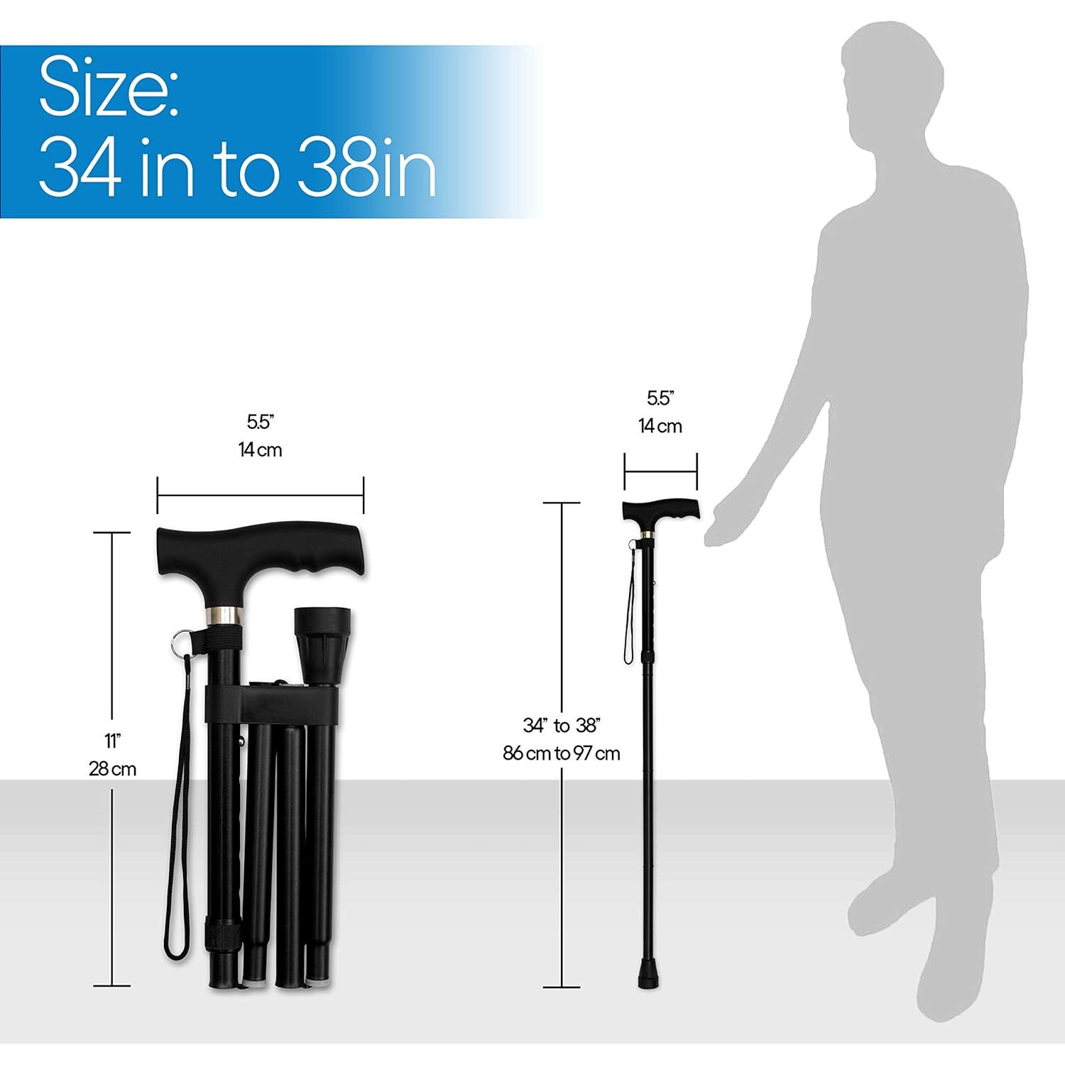 Bastón Plegable RMS Ajustable 86-97 cm Aluminio Negro