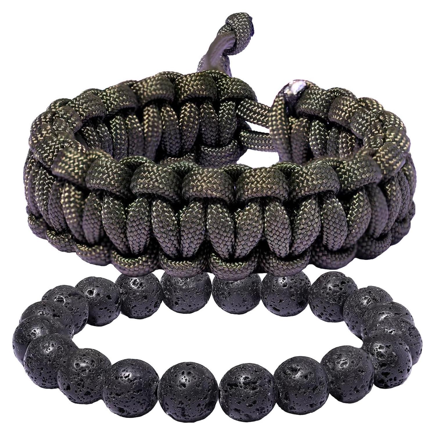 Juego de 2 Pulseras de Supervivencia Paracord y Lava Xfoxstal