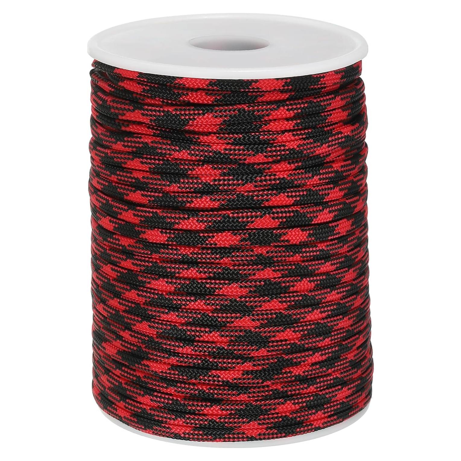 Cuerda Paracord 30m PATIKIL 250kg 4mm 7 Hilos Rojo/Negro