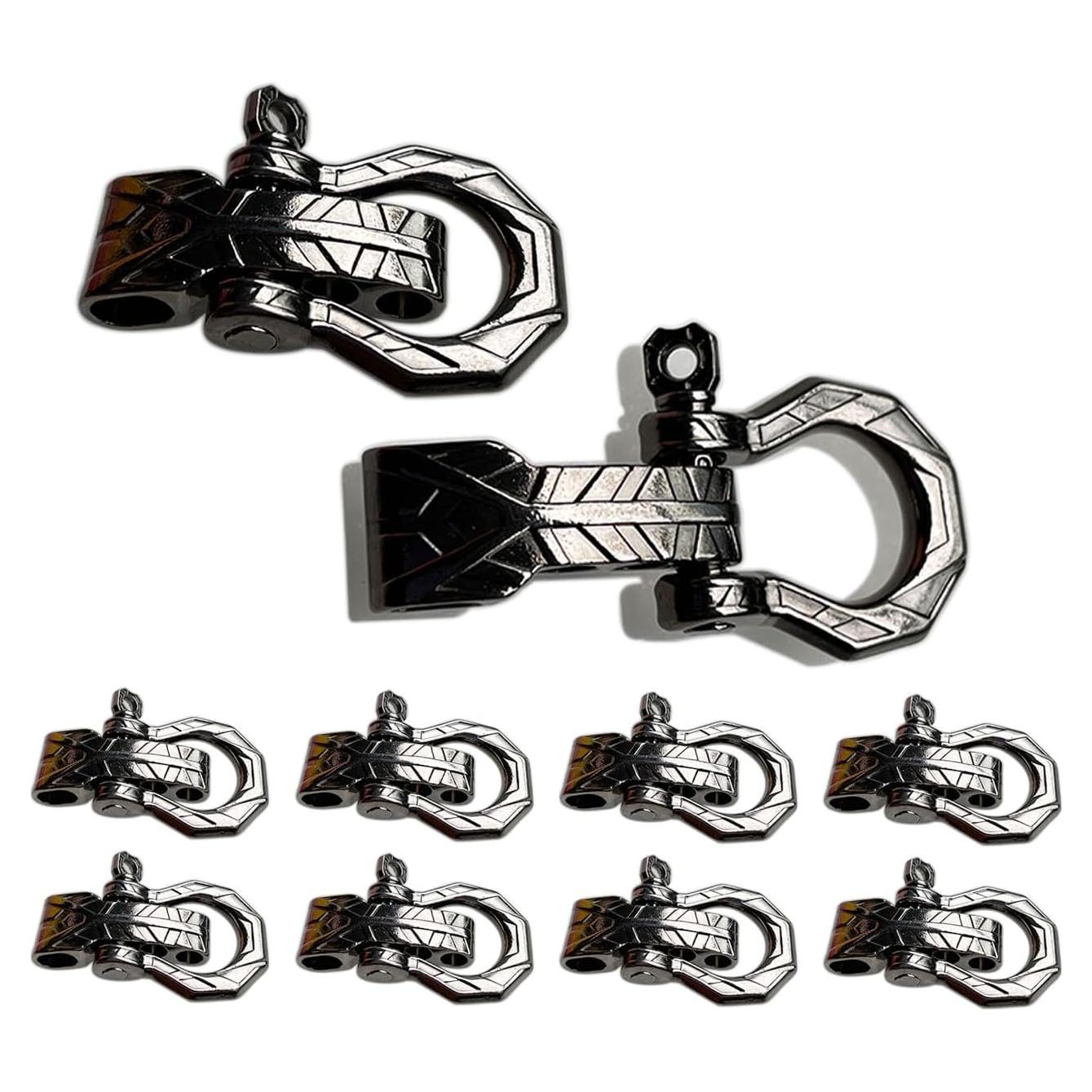 Set de 10 Grilletes de Metal Ajustables para Paracord - Negro