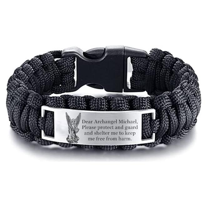 Pulsera de Paracord San Miguel Arcángel 23 cm Joyería Religiosa