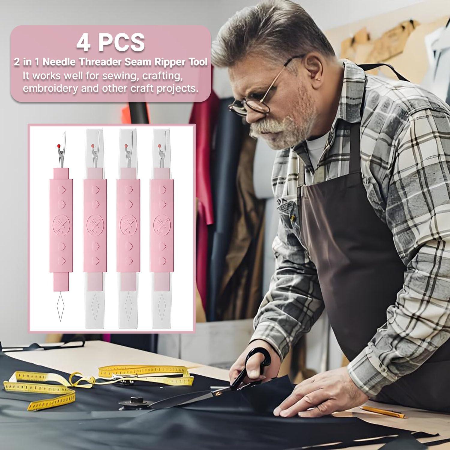 Enhebrador de Agujas y Desgarrador 2 en 1 Qiifaiikooii - Paquete de 4