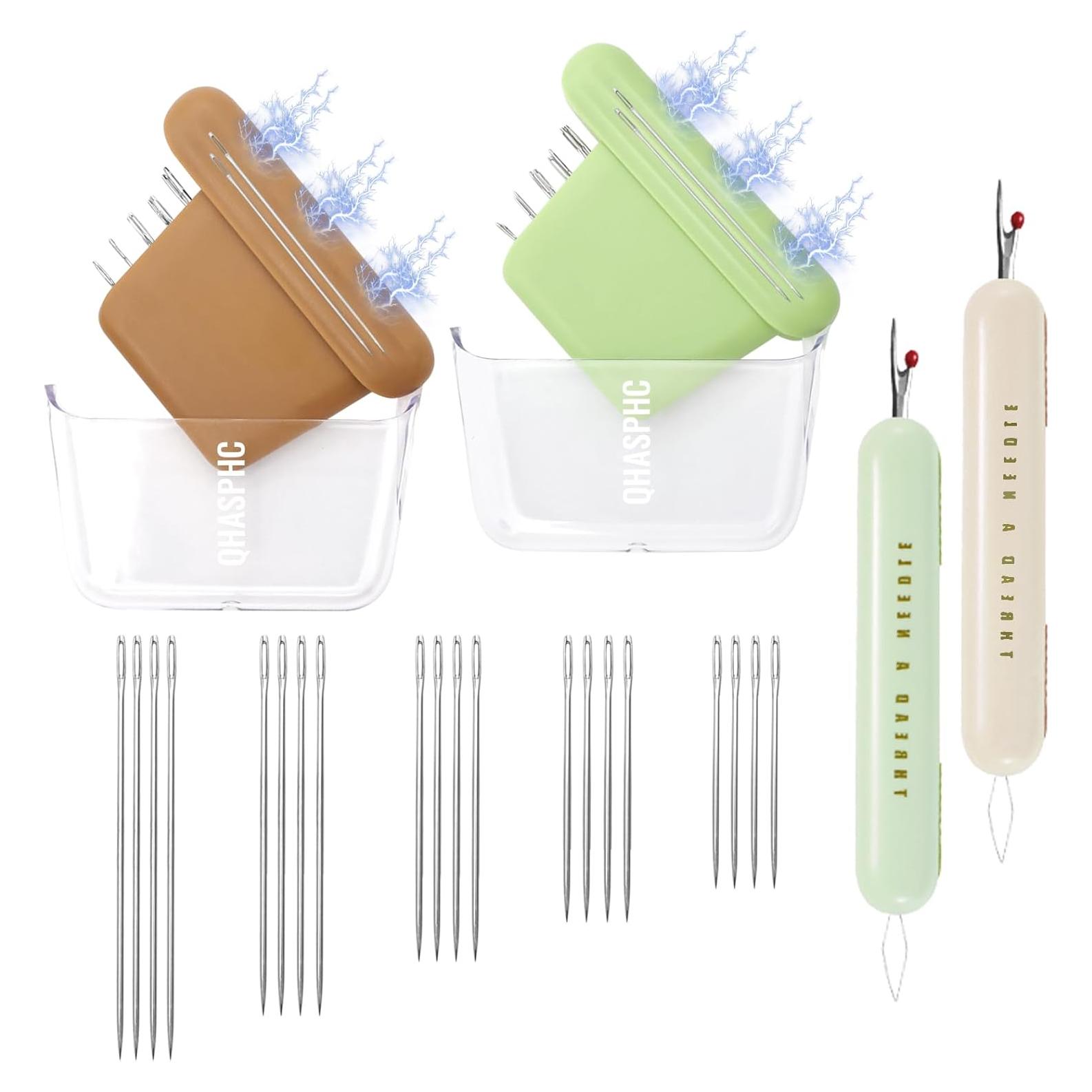 Estuche de Agujas de Coser Magnético QHASPHC - 20 Agujas y Enhebradores