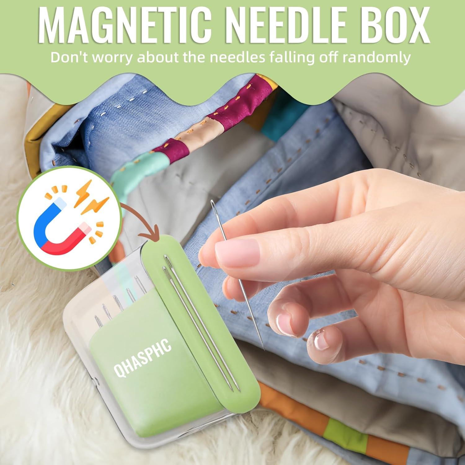 Estuche de Agujas de Coser Magnético QHASPHC - 20 Agujas y Enhebradores