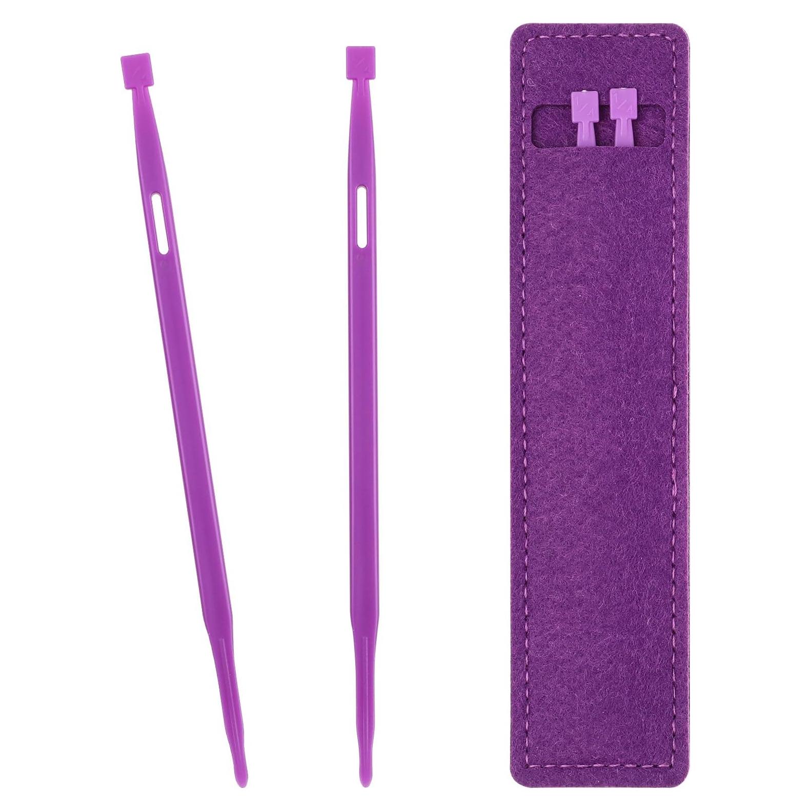 2 Agujas de Coser de Plástico Moradas con Bolsa de Almacenamiento