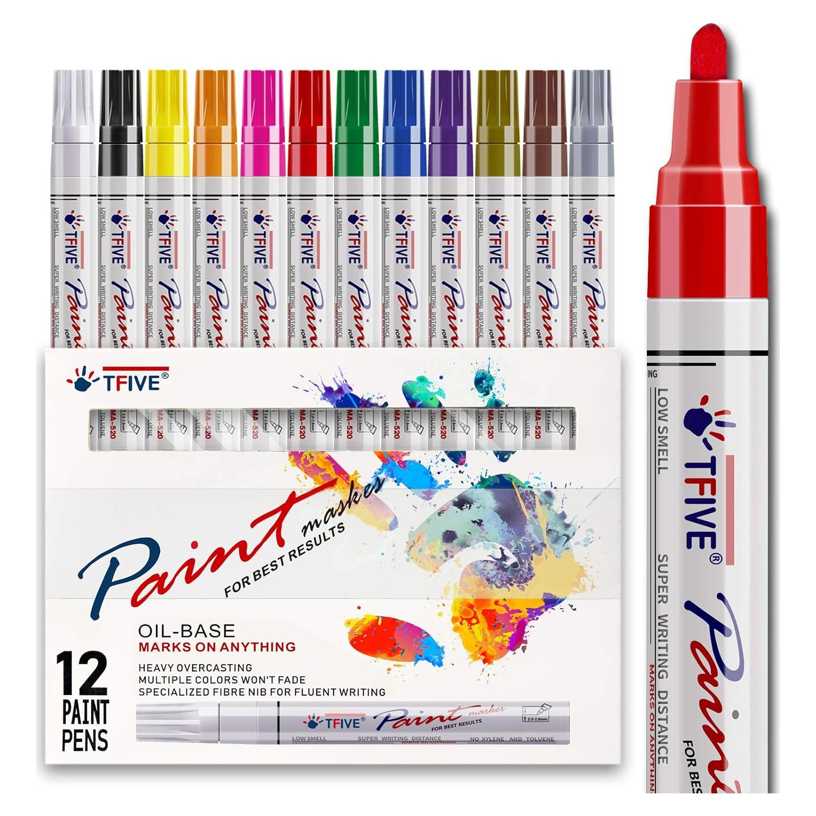 Marcadores de Pintura TFIVE Set de 12 Colores a Base de Aceite