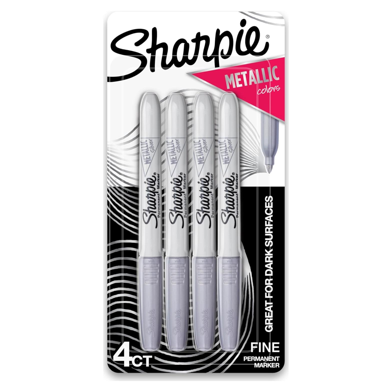 Marcadores Permanentes Metálicos Sharpie 39109PP Punta Fina Plata 4 Unidades