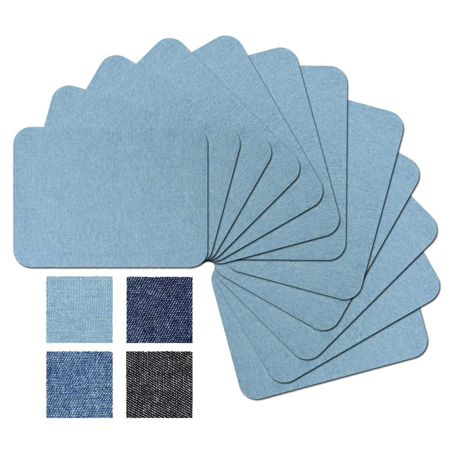 12 Parches de Tela Plancheables Guokuai Azul Claro 7.5x10.5cm