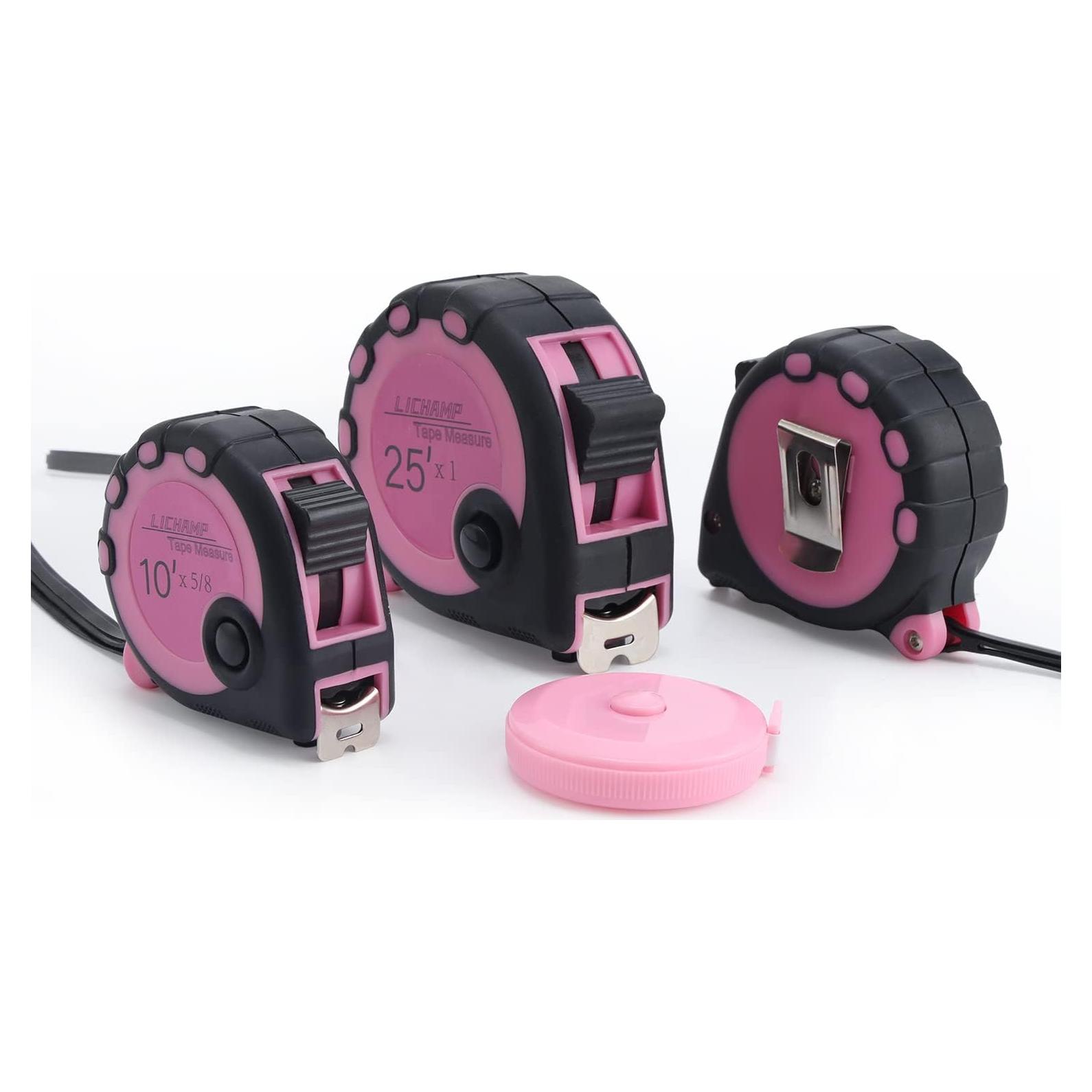 Cinta Métrica Rosa Lichamp 4 Piezas 3.05m 4.88m 7.62m