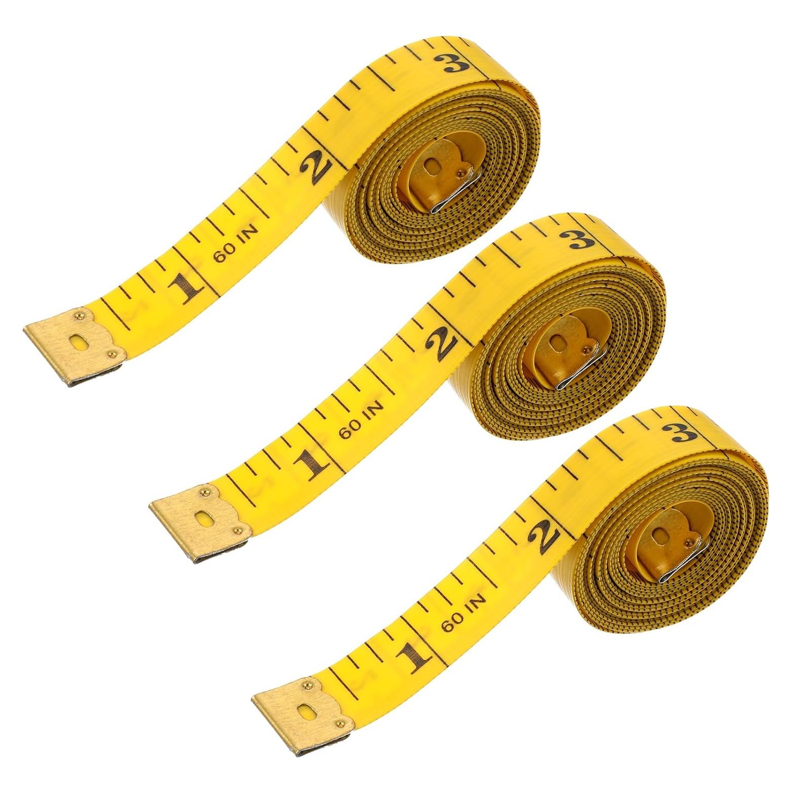 Paquete de 3 Cintas Métricas Ymapinc 150 cm Doble Cara Amarillo