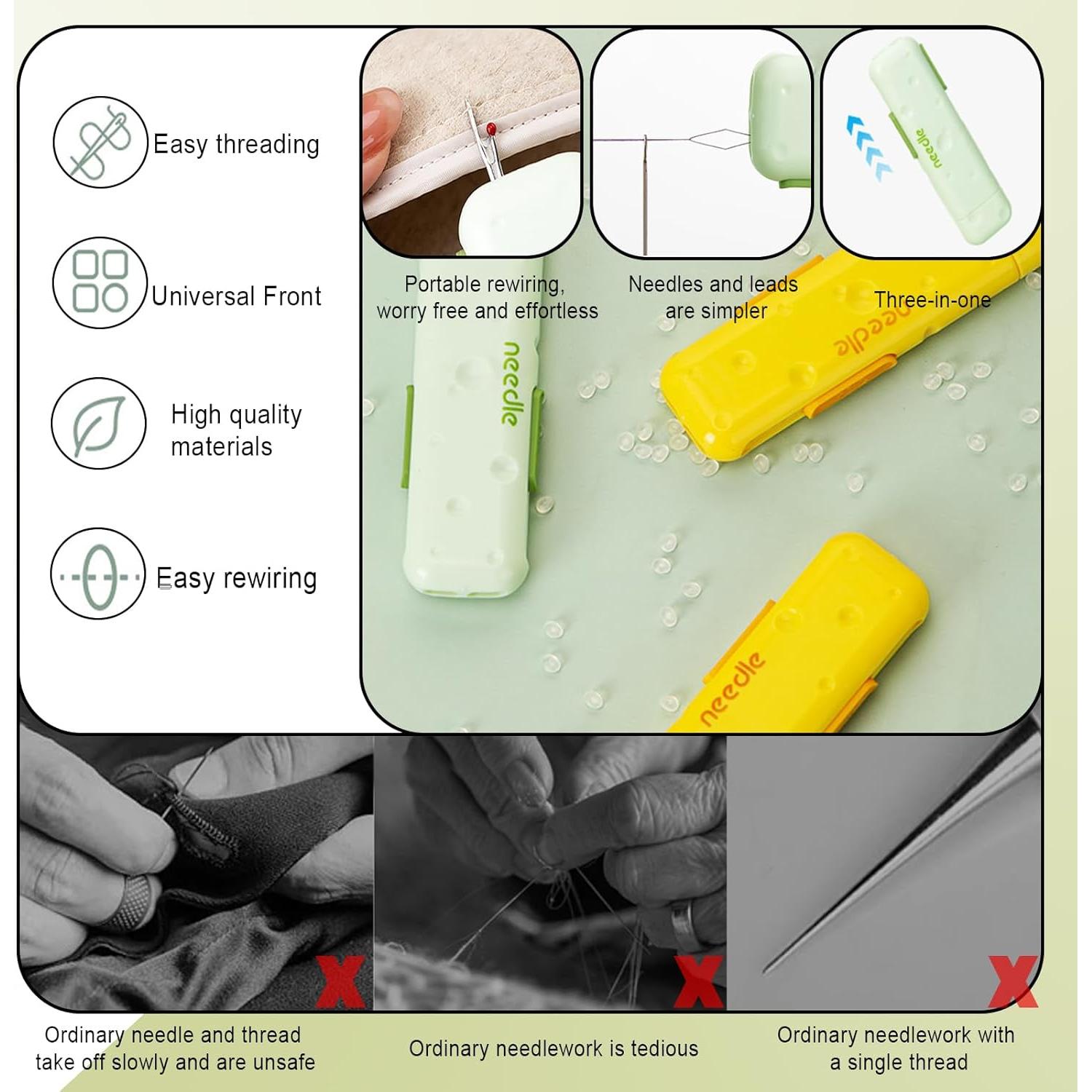 Enhebrador de Agujas 3 en 1 GUWENTAO con Almacenamiento Magnético