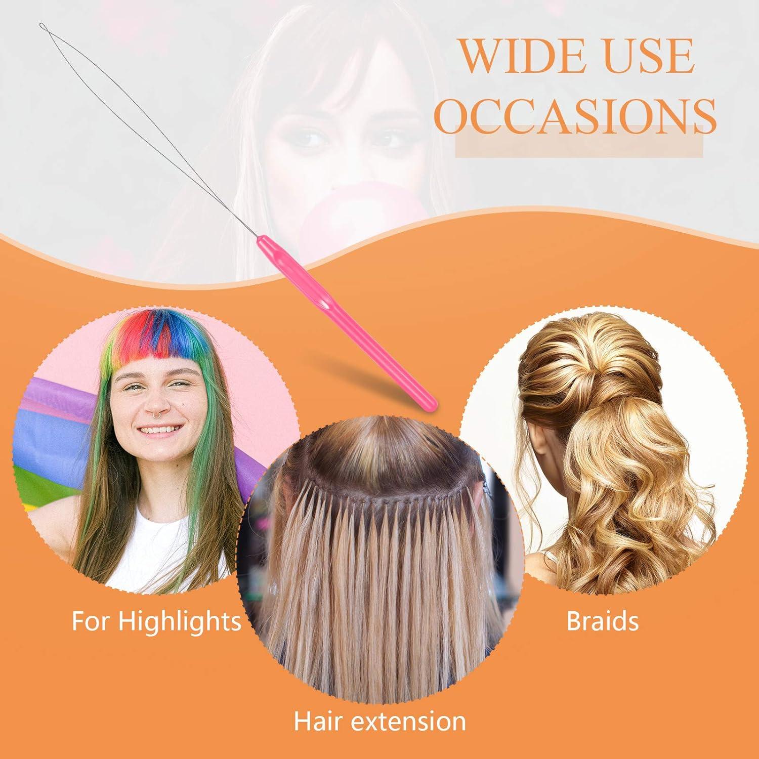 20 Agujas de Bucles Rosa Chuangdi para Extensiones de Cabello