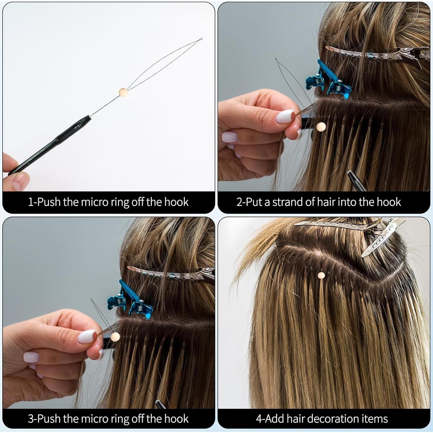 Kit de 10 Enhebradores de Agujas GAQWOK para Extensiones de Cabello