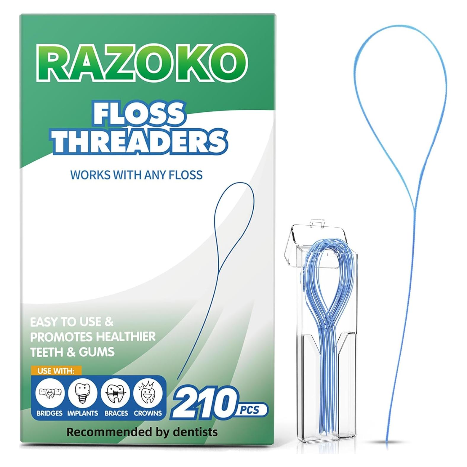 Hilos de Floss Dentales RAZOKO para Frenos y Puentes - 210PCS