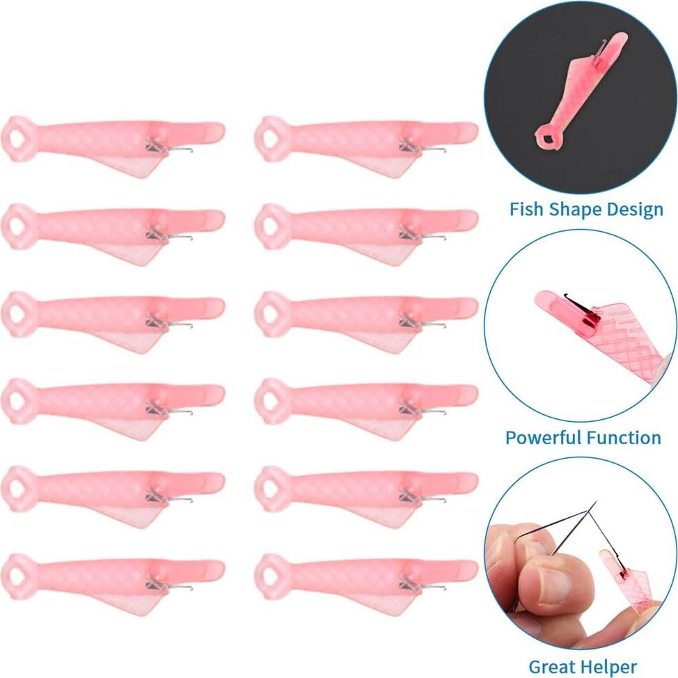 12 Piezas Enhebrador de Agujas Automático QWLWBU Boca de Pez