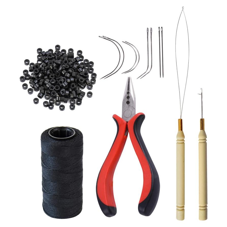 Kit de Herramientas para Extensiones de Cabello YANTAISIYU - 200 Perlas, Alicate y Agujas