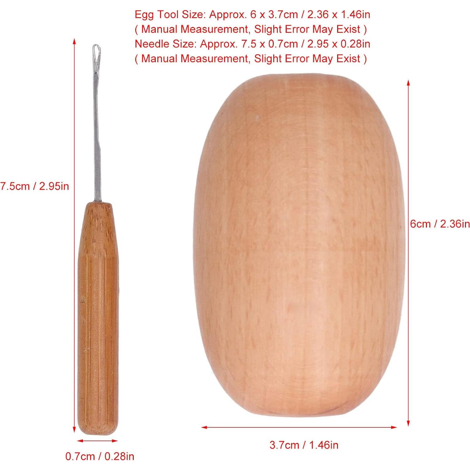 Huevo de Remendar de Madera Haya con Aguja para Costura