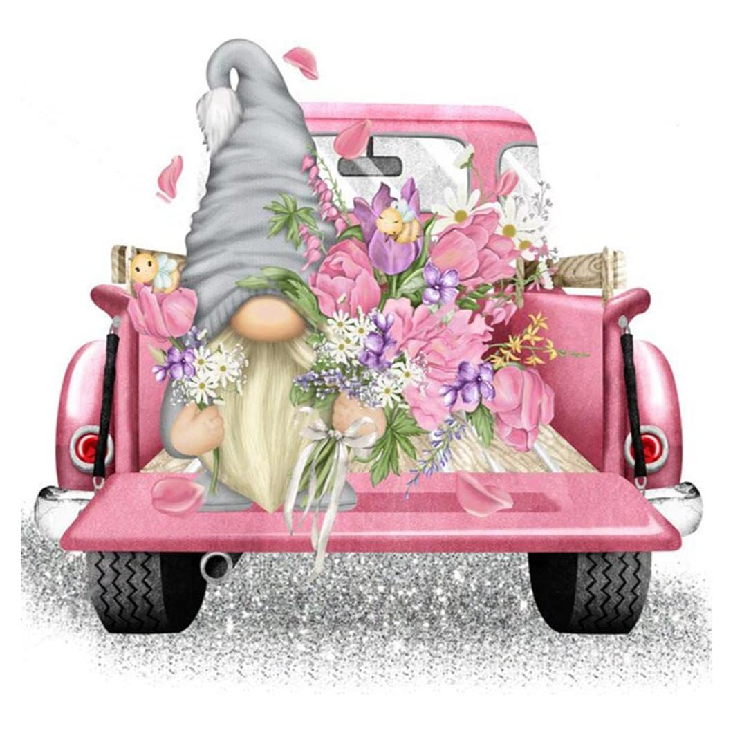 Kit de Bordado a Mano Tiwabb 11CT Camión Gnomo 35x35cm