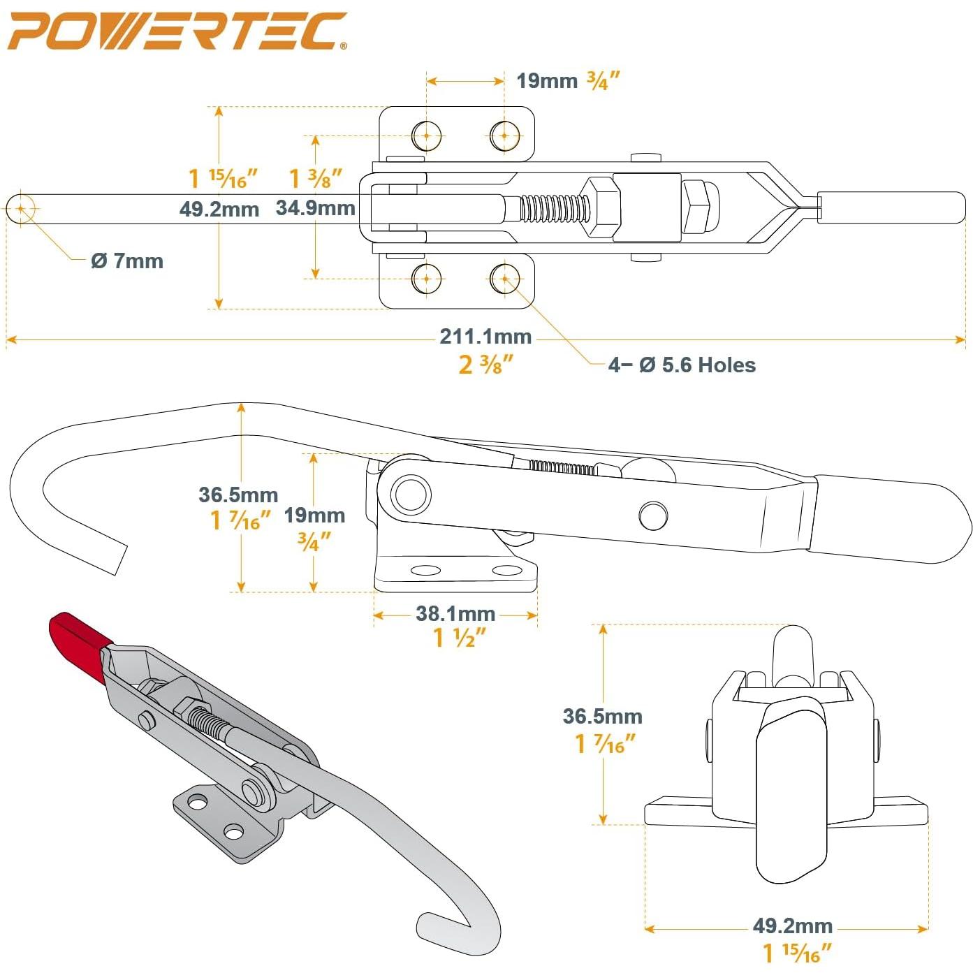 Abrazadera de Palanca POWERTEC 451 Gancho J 170 kg