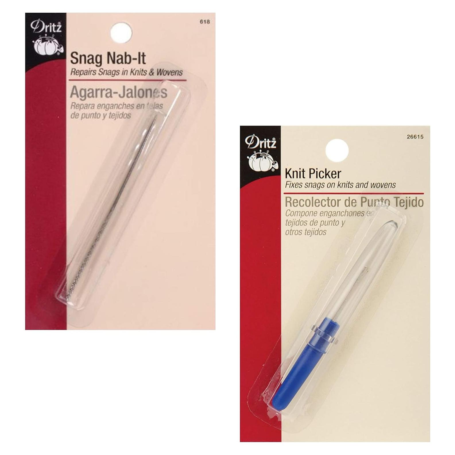 Dritz Knit Picker Deluxe - Herramienta de Reparación de Enganches, 2 Piezas, Metal, Azul